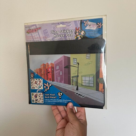 Vintage Cartoon Network Powerpuff Girls Cling Sticker Mouse Pad NEW SEALED - Picture 1 of 4
